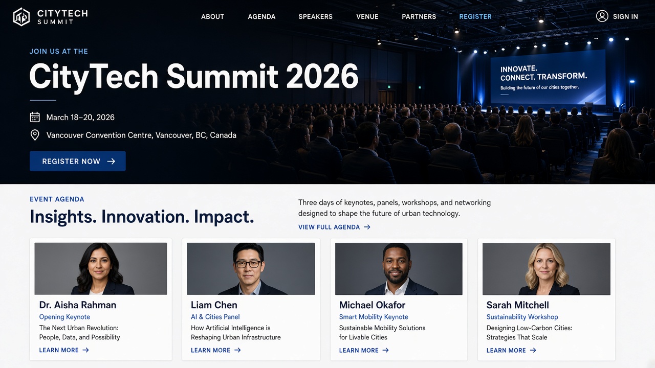 EventOS public event website for CityTech Summit
